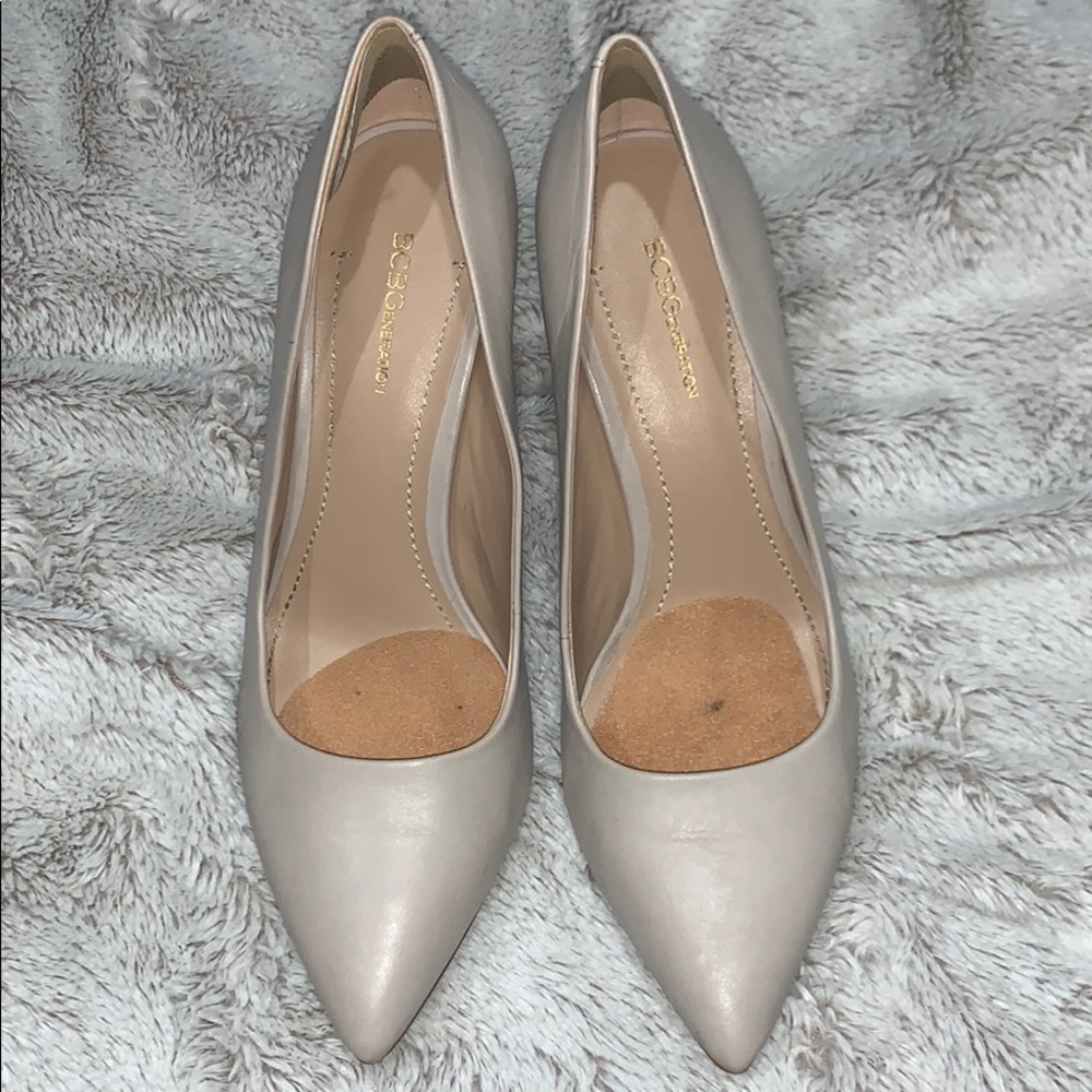 bone colored BCBG pumps